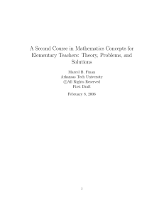 A Second Course in Mathematics Concepts for Elementary Teachers