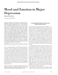 Mood and Emotion in Major Depression