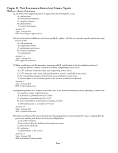 Chapter 39 Plant Responses to Internal and External Signals