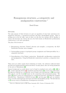 Homogeneous structures, ω-categoricity and amalgamation