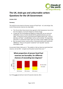 The UK, shale gas and unburnable carbon