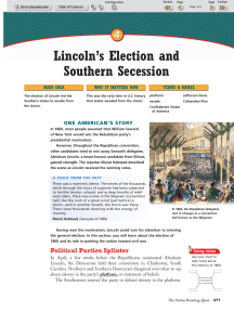 Lincoln`s Election and Southern Secession