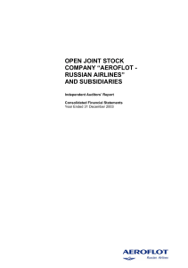 open joint stock company “aeroflot - russian airlines” and subsidiaries