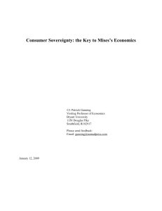 Consumer Sovereignty: the Key to Mises`s Economics (revised)