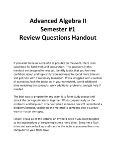 Advanced Algebra II Semester #1 Review Questions Handout