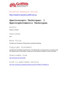 Spectroscopic Techniques: I Spectrophotometric Techniques