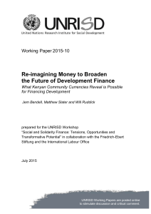Re-imagining Money to Broaden the Future of Development Finance