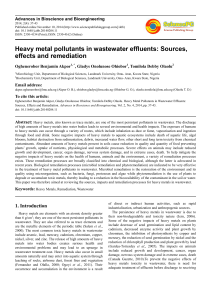 Heavy metal pollutants in wastewater effluents