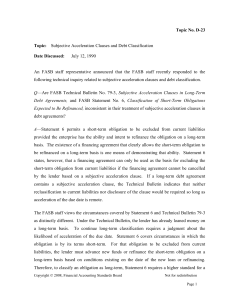 Topic No. D-23 Topic: Subjective Acceleration Clauses and