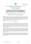 Synthesis and Characterization of Pharmaceutical salt of
