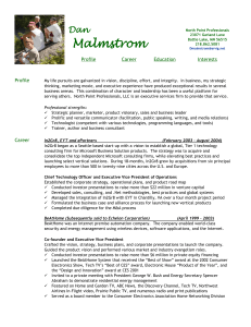 D. Malstrom`s resume - North Point Professionals