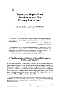 3 Terrestrial Higher Plant Respiration and Net Primary Production I