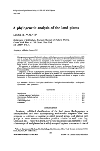 A phylogenetic analysis of the land plants