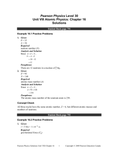 Pearson Physics Level 30 Unit VIII Atomic Physics: Chapter 16
