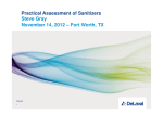 Practical Assessment of Sanitizers Steve Gray November