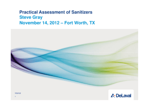 Practical Assessment of Sanitizers Steve Gray November