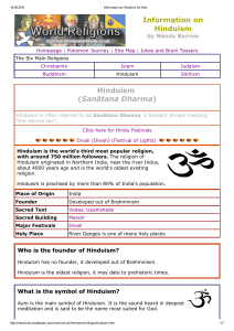 Information on Hinduism Hinduism (Sanātana Dharma)