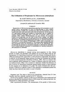 The Utilization of Propionate by Micrococcus
