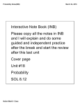 Interactive Note Book (INB) Please copy all the notes in INB and I