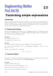 2.5 Factorising simple expressions