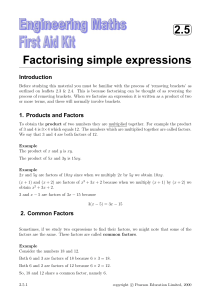 2.5 Factorising simple expressions