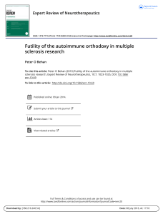 Futility of the autoimmune orthodoxy in multiple sclerosis research