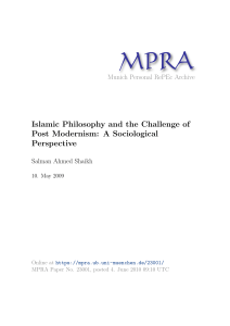 Islamic Philosophy and the Challenge of Post Modernism: A