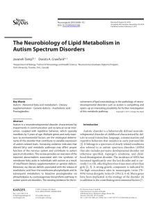 The Neurobiology of Lipid Metabolism in Autism Spectrum Disorders