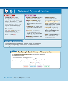 8-1 Attributes of Polynomial Functions