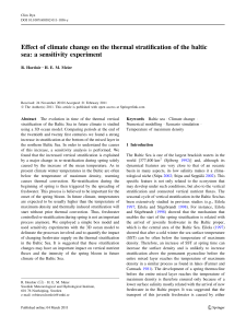 Effect of climate change on the thermal stratification of the baltic sea