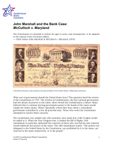 John Marshall and the Bank Case: McCulloch v. Maryland