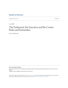 The Parliament, the Executive and the Courts: Roles and