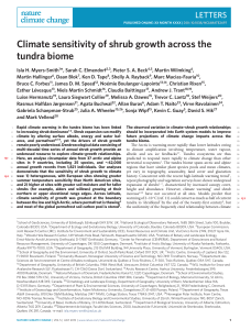 Climate sensitivity of shrub growth across the tundra biome
