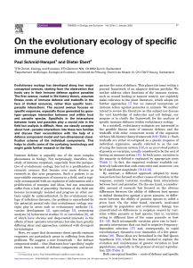 On the evolutionary ecology of specific immune defence