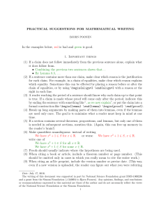 Practical suggestions for mathematical writing