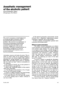 Anesthetic management of the alcoholic patient