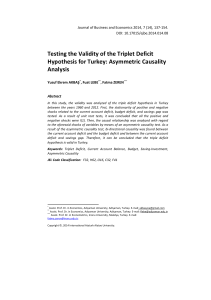 Testing the Validity of the Triplet Deficit Hypothesis for Turkey