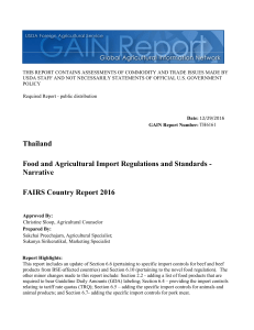 Thailand Food and Agricultural Import Regulations