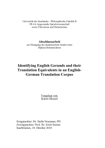 Identifying English Gerunds and their Translation Equivalents in an