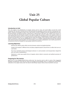 Unit 25 Global Popular Culture