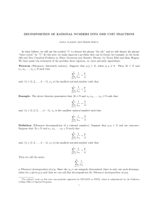 DECOMPOSITION OF RATIONAL NUMBERS INTO ODD UNIT