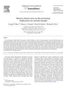 Memory-based versus on-line processing: Implications for attitude