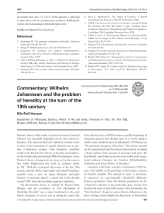 Commentary: Wilhelm Johannsen and the problem of heredity at the