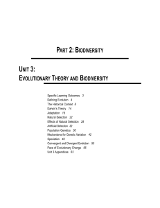 evolutionary theory and biodiversity
