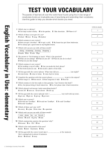 TEST YOUR VOCABULARY English Vocabulary in Use:elementary