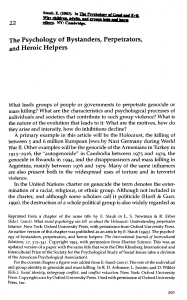 (1993). The psychology of bystanders, perpetrators and heroic