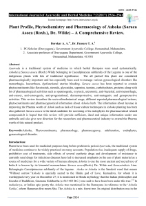 Plant Profile, Phytochemistry and Pharmacology of Ashoka (Saraca