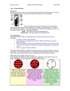 Science Focus 9 Matter and Chemical Change Class Notes Topic 1