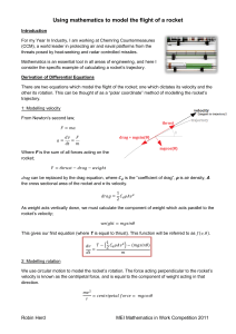 Using mathematics to model the flight of a rocket