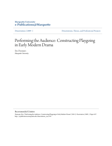 Performing the Audience: Constructing Playgoing in Early Modern